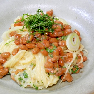 カッペリーニで☆レモンと納豆の醤油で納豆パスタ